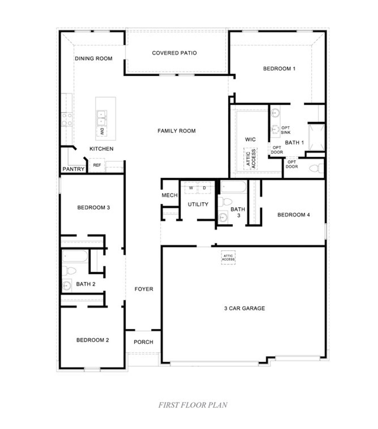2D floor plan layout of this home in Portland Village, Portland, TX (Image 2).