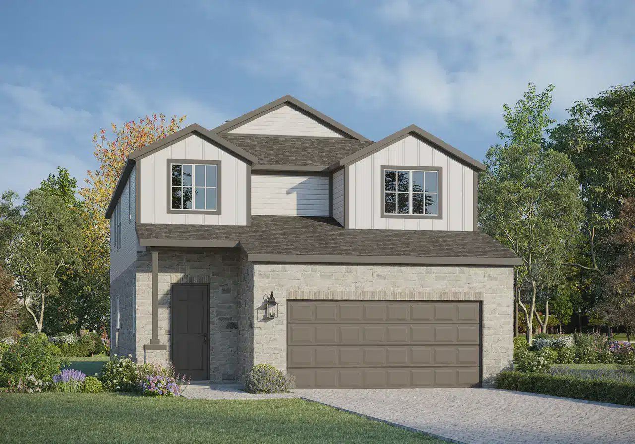 Representative exterior photo of a completed home built from the Eleanor 3221 by GFO Home in Whisper Valley, Manor, TX (Image 2).