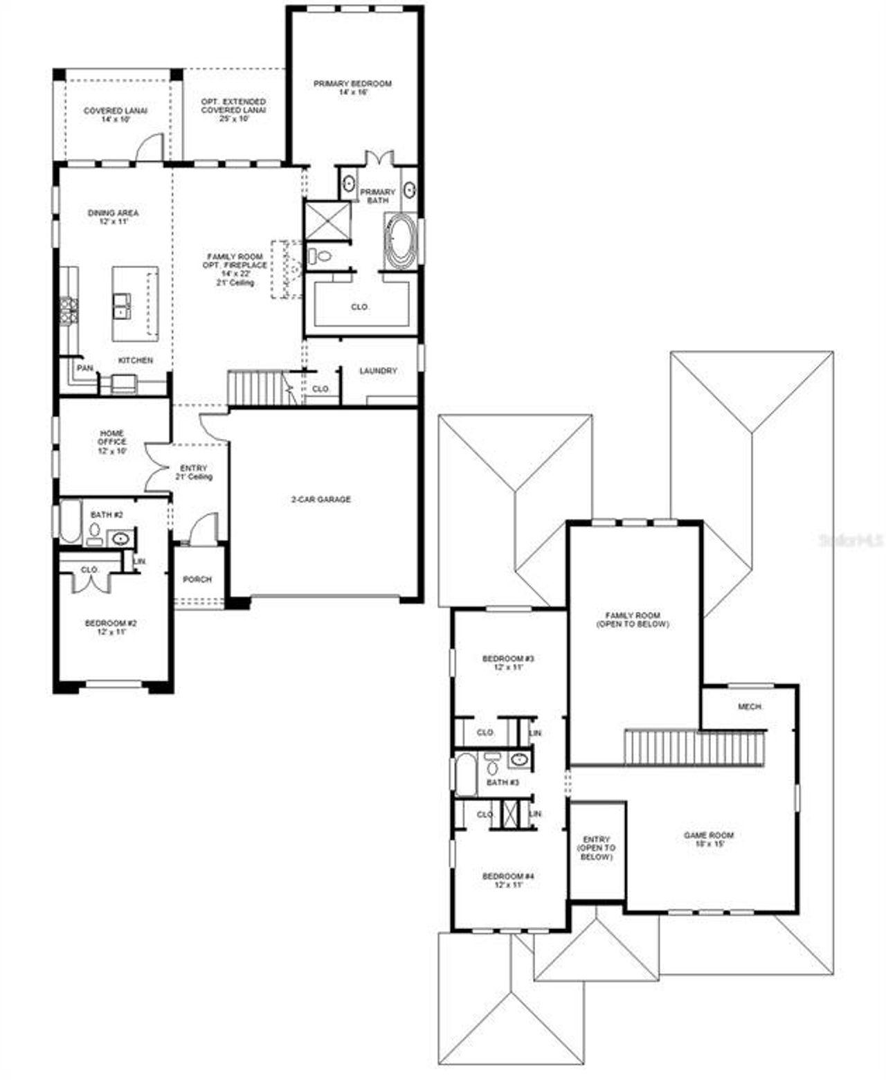 2D floor plan layout of this home in Star Farms at Lakewood Ranch, Bradenton, FL (Image 2).