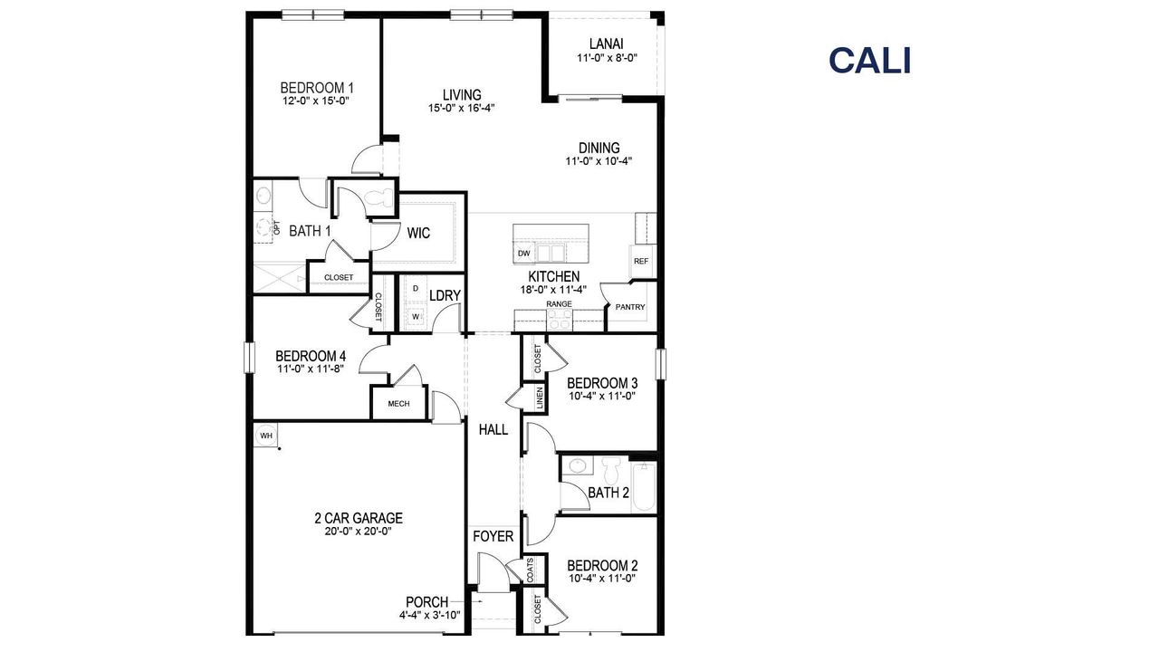 2D floor plan layout of this home in Okeechobee Spot Lots, Okeechobee, FL (Image 2).