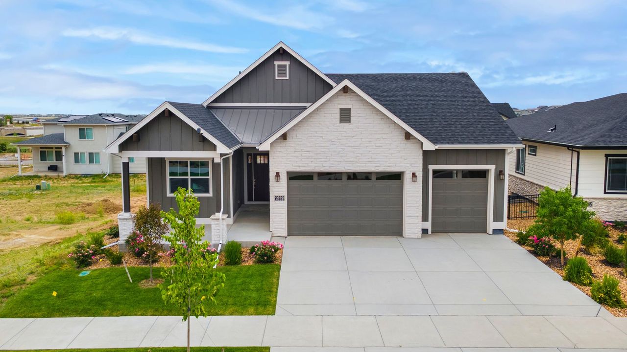 Representative exterior photo of a completed home built from the Thompson by Bridgewater Homes in Kitchel Lake, Timnath, CO (Image 2).