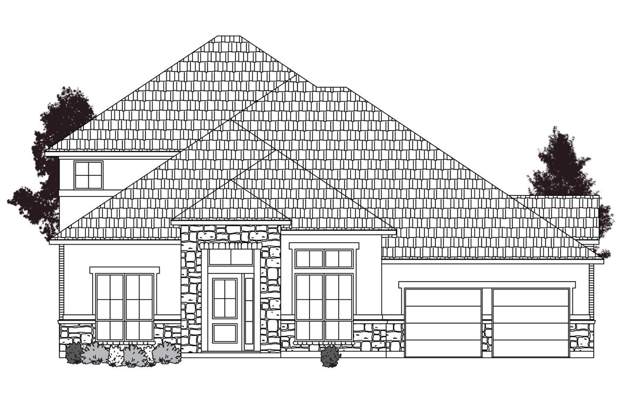 Exterior rendering of this home design in The Woodlands Hills 65′, Willis, TX (Image 2).