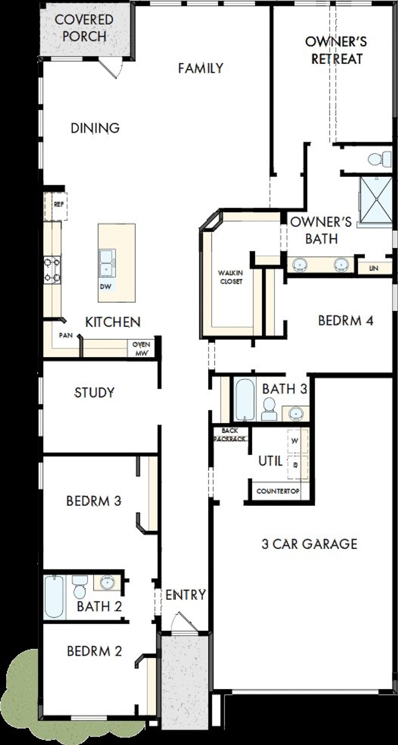 2D floor plan layout of this home in Sandbrock Ranch, Aubrey, TX (Image 2).