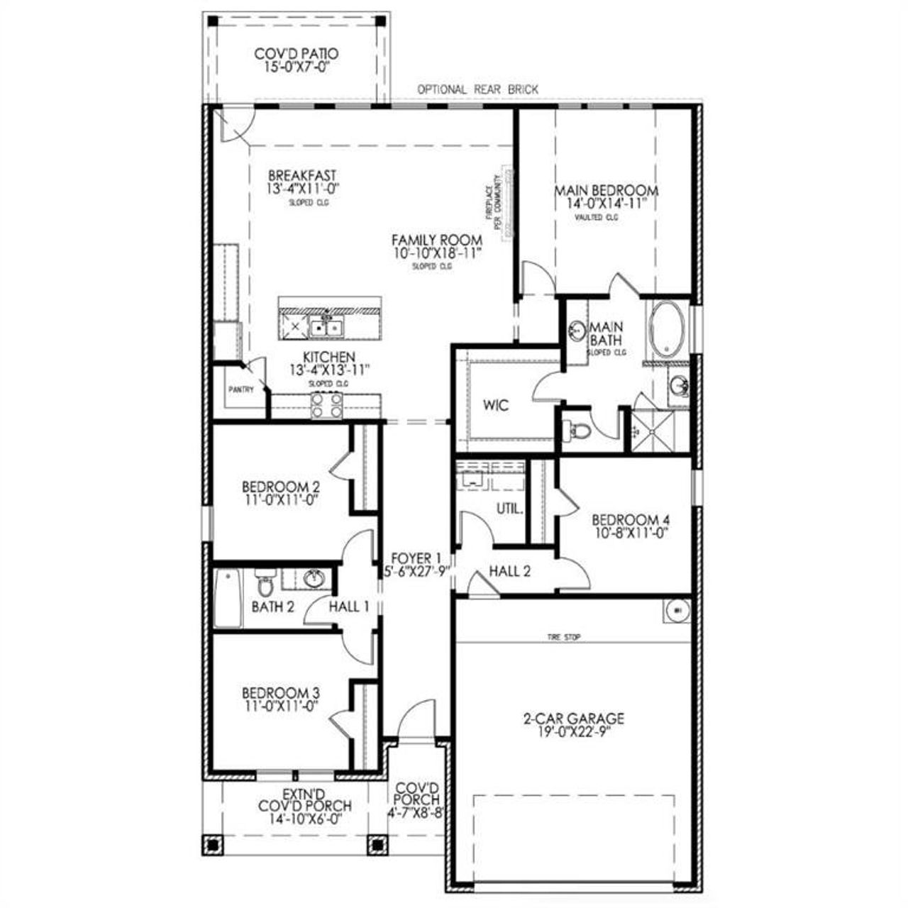 2D floor plan layout of this home in Mercer Meadows, Royse City, TX (Image 2).