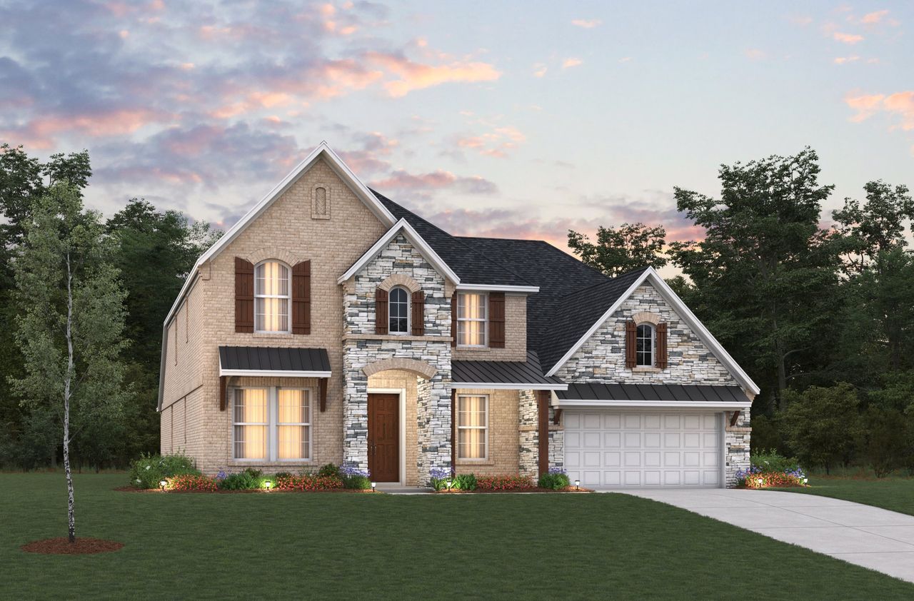 Representative exterior photo of a completed home built from the Lockhart by Beazer Homes in Legacy, League City, TX (Image 2). Representative exterior photo of a completed home built from the Lockhart by Beazer Homes in Legacy, League City, TX (Image 2).