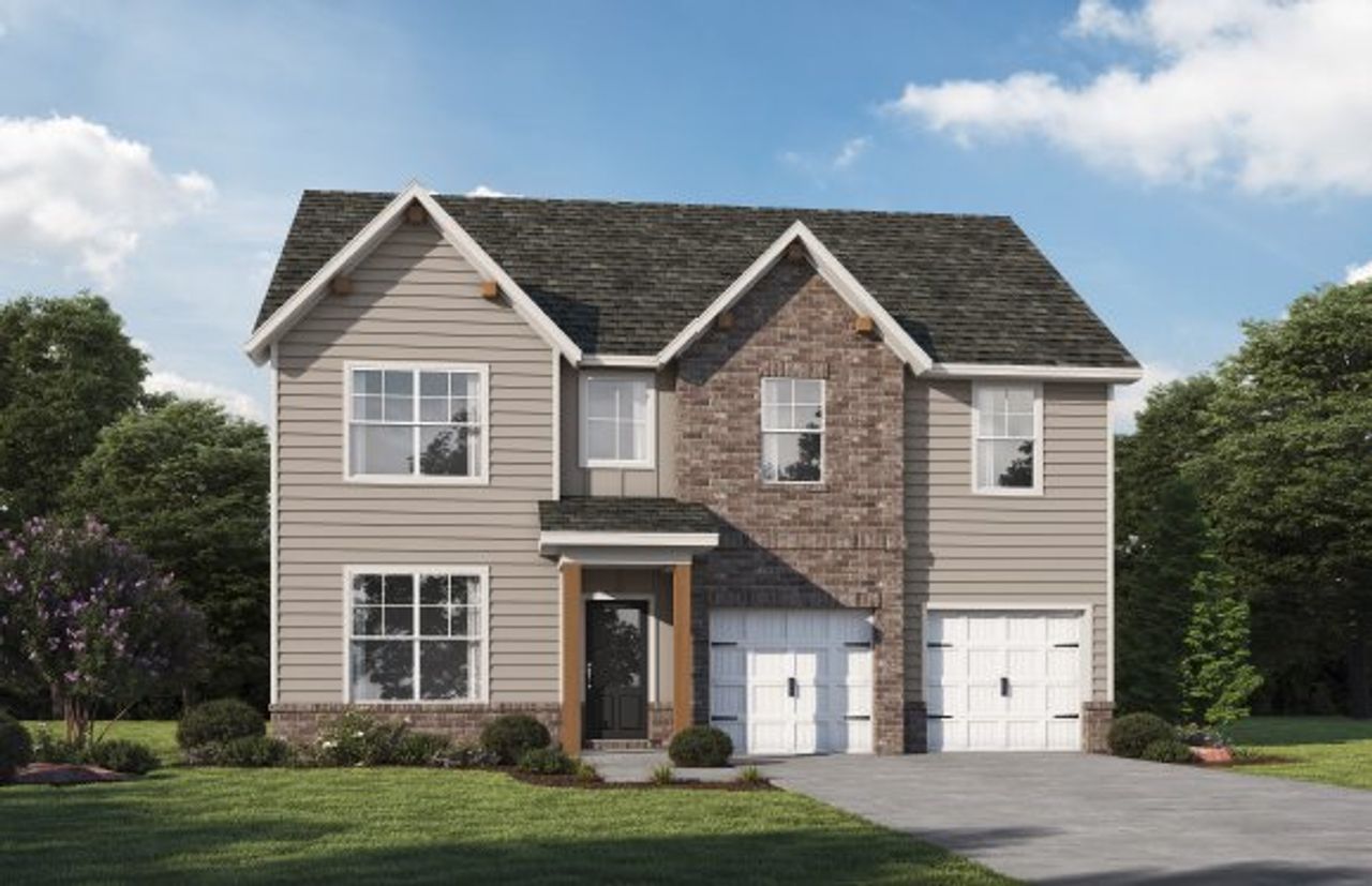 Representative exterior photo of a completed home built from the Montrose by Peachtree Building Group in The Fairways at Mirror Lake, Villa Rica, GA (Image 2).