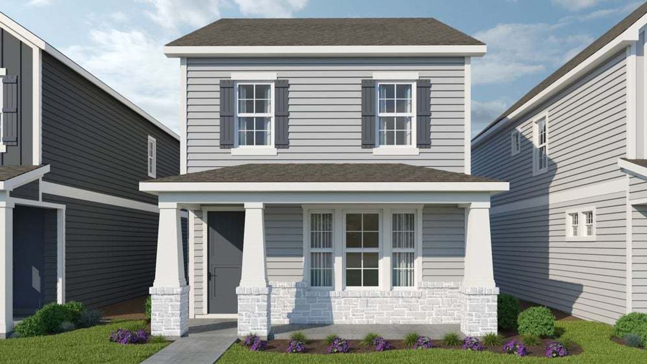 Representative exterior photo of a completed home built from the Bluebonnet by Blackburn Homes in The Heights at San Gabriel, Georgetown, TX (Image 2). Representative exterior photo of a completed home built from the Bluebonnet by Blackburn Homes in The Heights at San Gabriel, Georgetown, TX (Image 2).