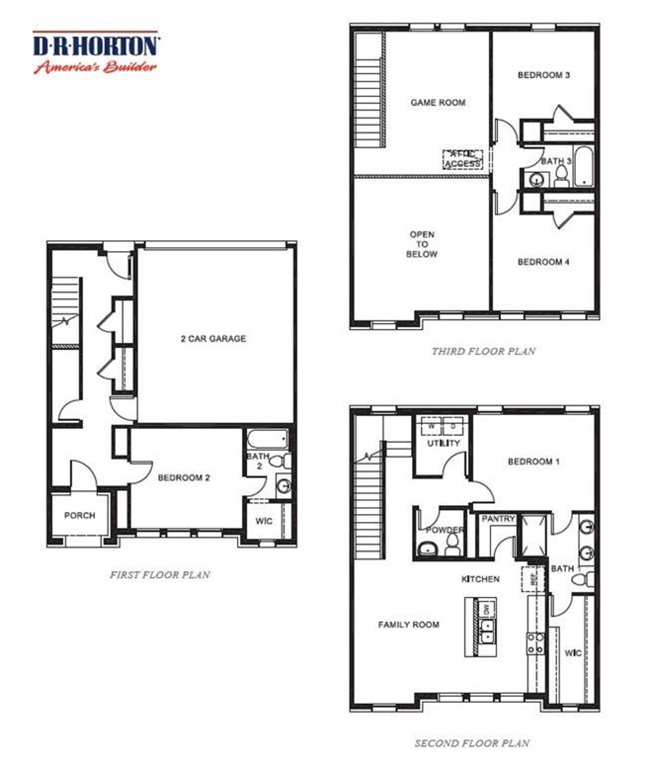 2D floor plan layout of this home in The Avenue, Allen, TX (Image 2).