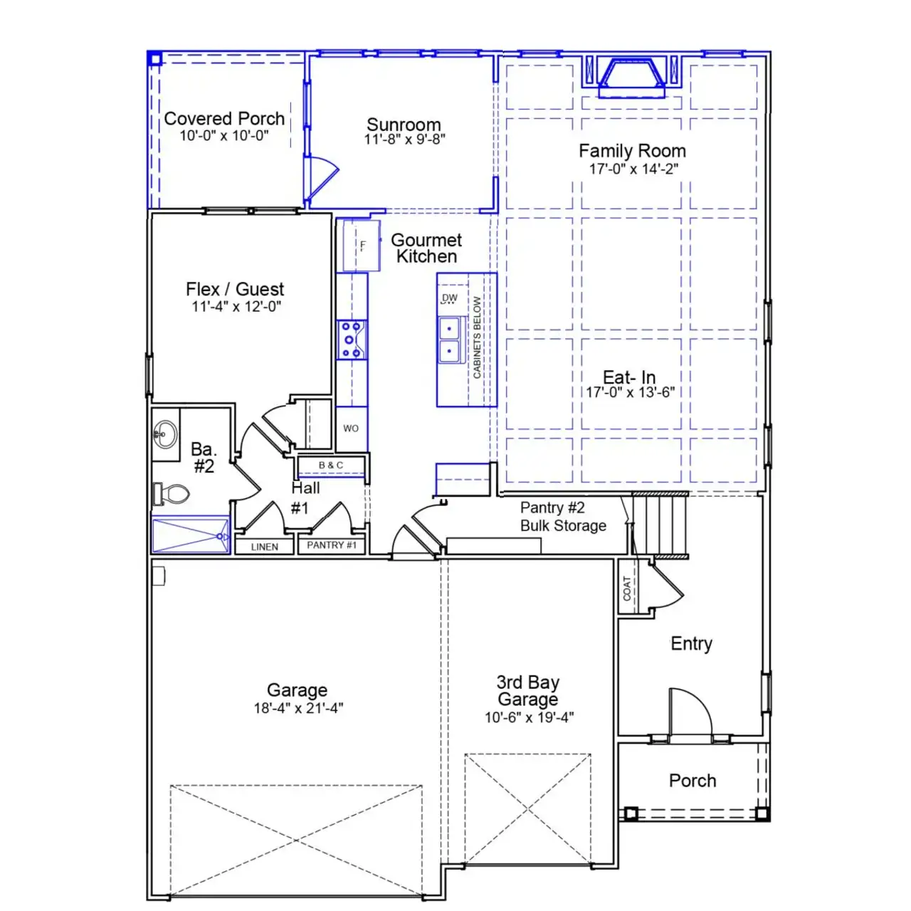 2D floor plan layout of this home in Cottages at Lake Emory, Inman, SC (Image 2).