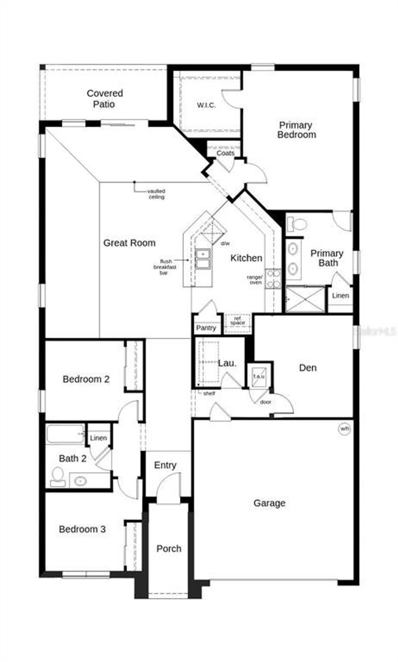 2D floor plan layout of this home in The Preserve at Legends Pointe II, Hudson, FL (Image 2).