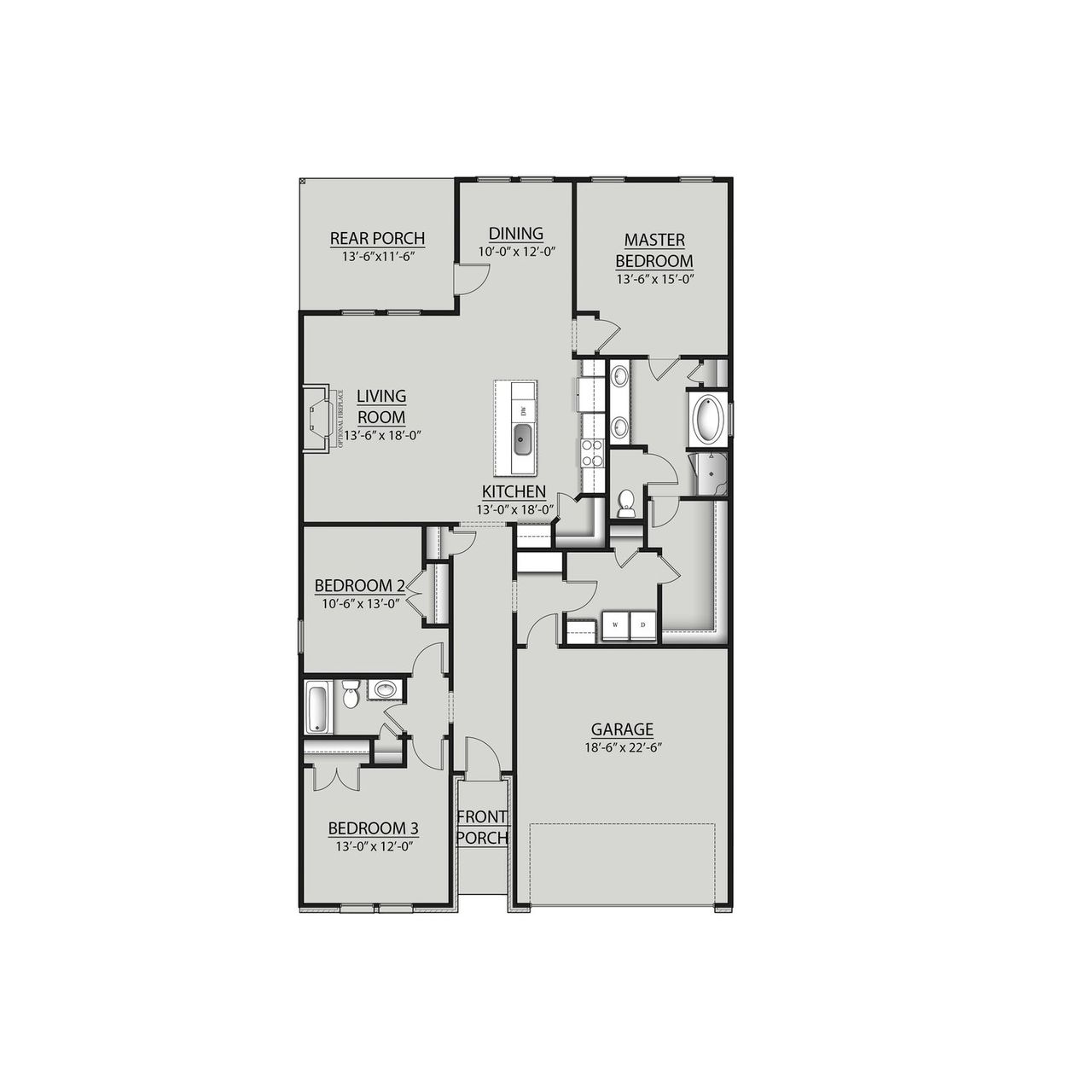 2D floor plan layout for the Trinity IV U by DSLD Homes in Mostyn Springs, Magnolia, TX (Image 2).