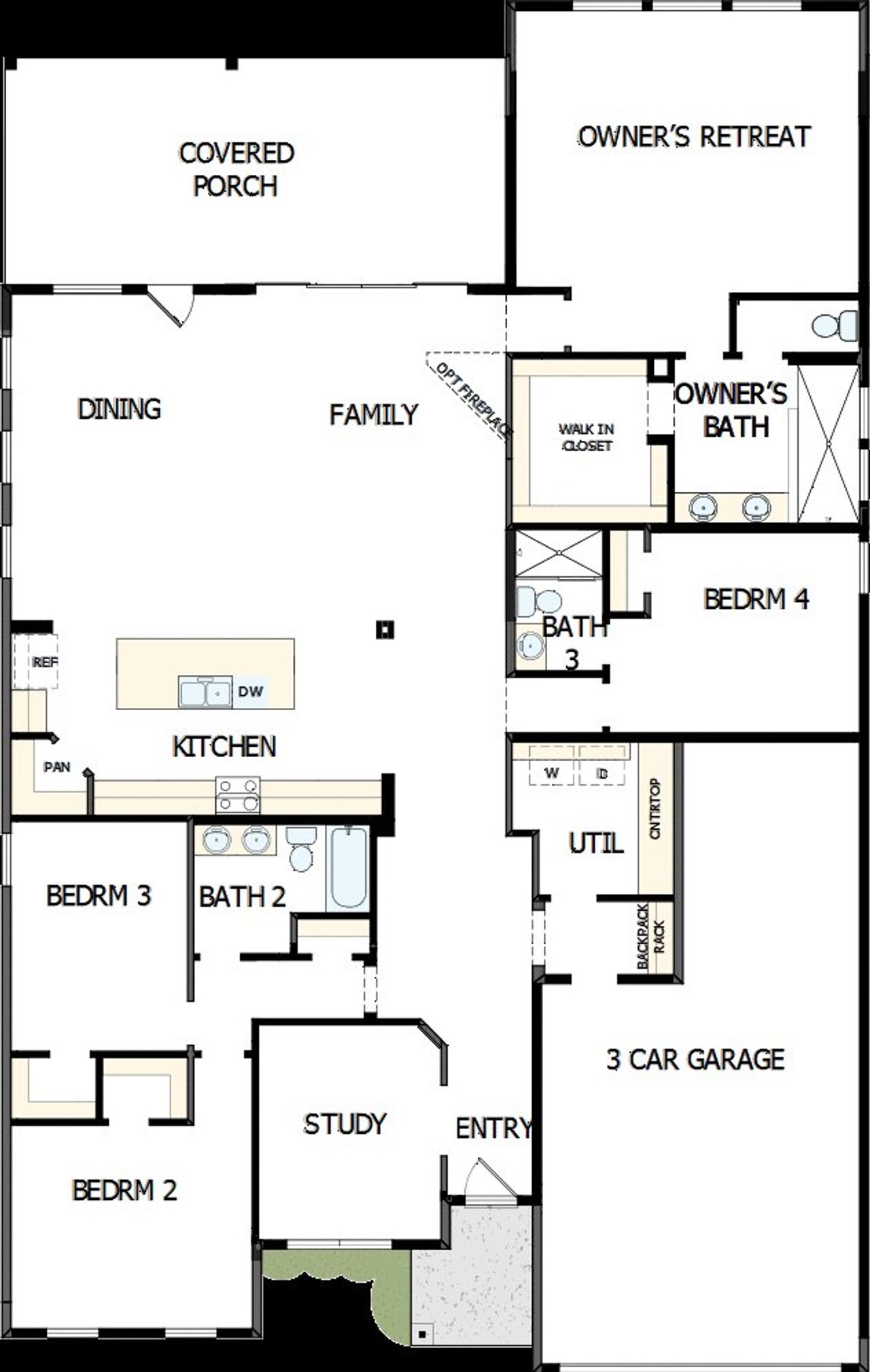 2D floor plan layout of this home in The Meadows at Imperial Oaks, Conroe, TX (Image 2).