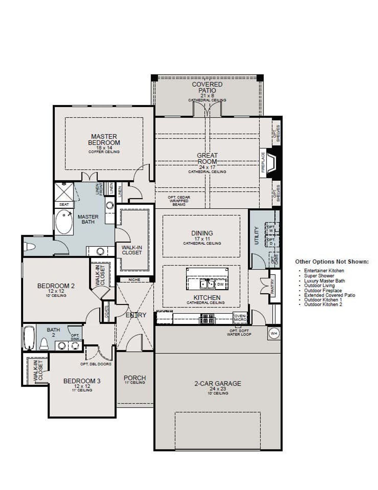 2D floor plan layout for the Stonewall by Sitterle Homes in Fulshear Lakes Gardens, Fulshear, TX (Image 2).