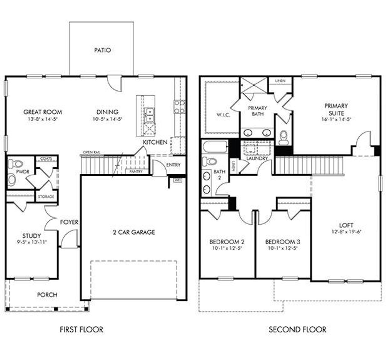 2D floor plan layout of this home in Westmont Preserve, Powder Springs, GA (Image 2). 2D floor plan layout of this home in Westmont Preserve, Powder Springs, GA (Image 2).