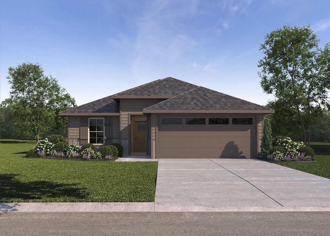 Representative exterior photo of a completed home built from the Baxtor by D.R. Horton in Saratoga Crossing, Corpus Christi, TX (Image 2). Representative exterior photo of a completed home built from the Baxtor by D.R. Horton in Saratoga Crossing, Corpus Christi, TX (Image 2).