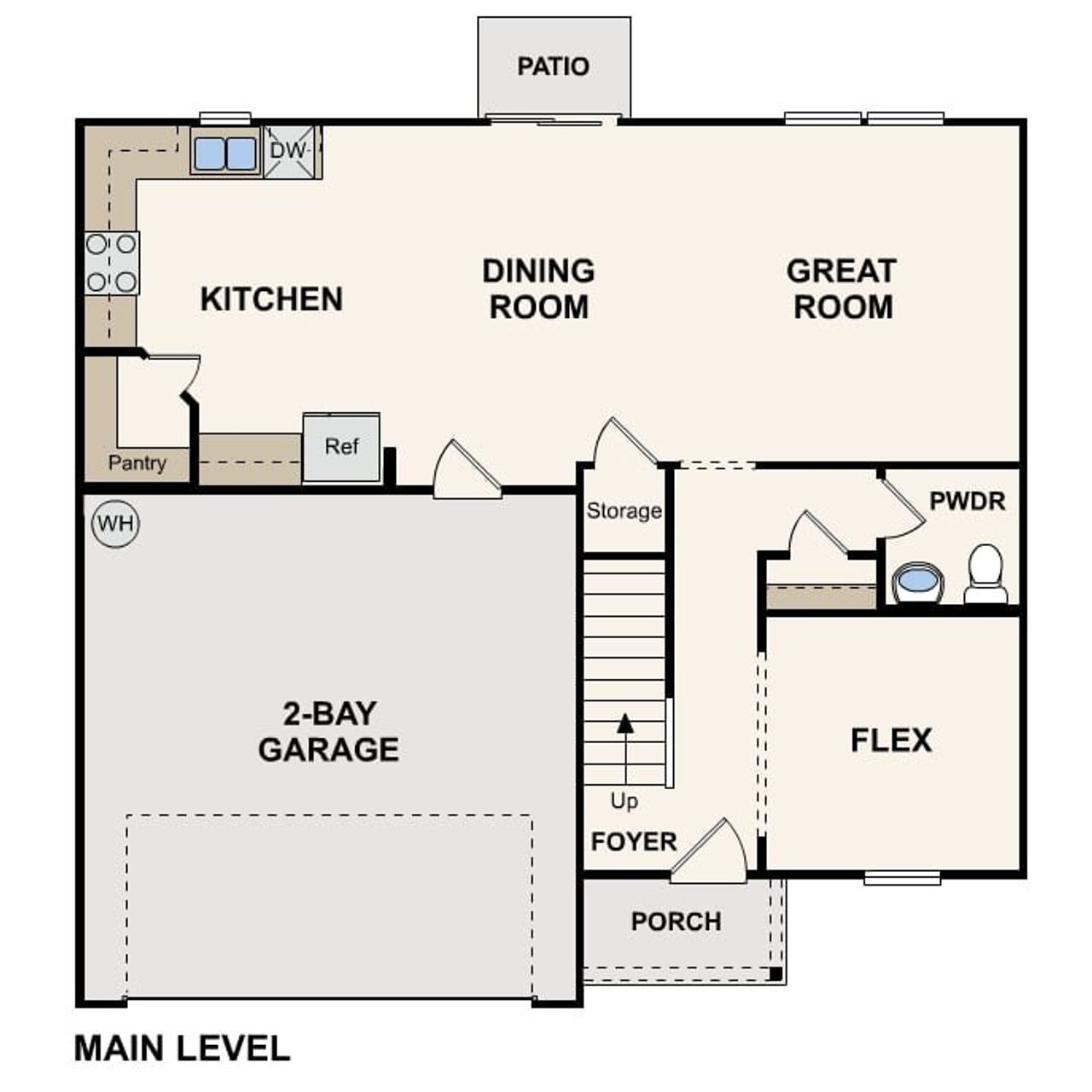 2D floor plan layout of this home in The Ridge at Twin Rivers, Covington, GA (Image 2).