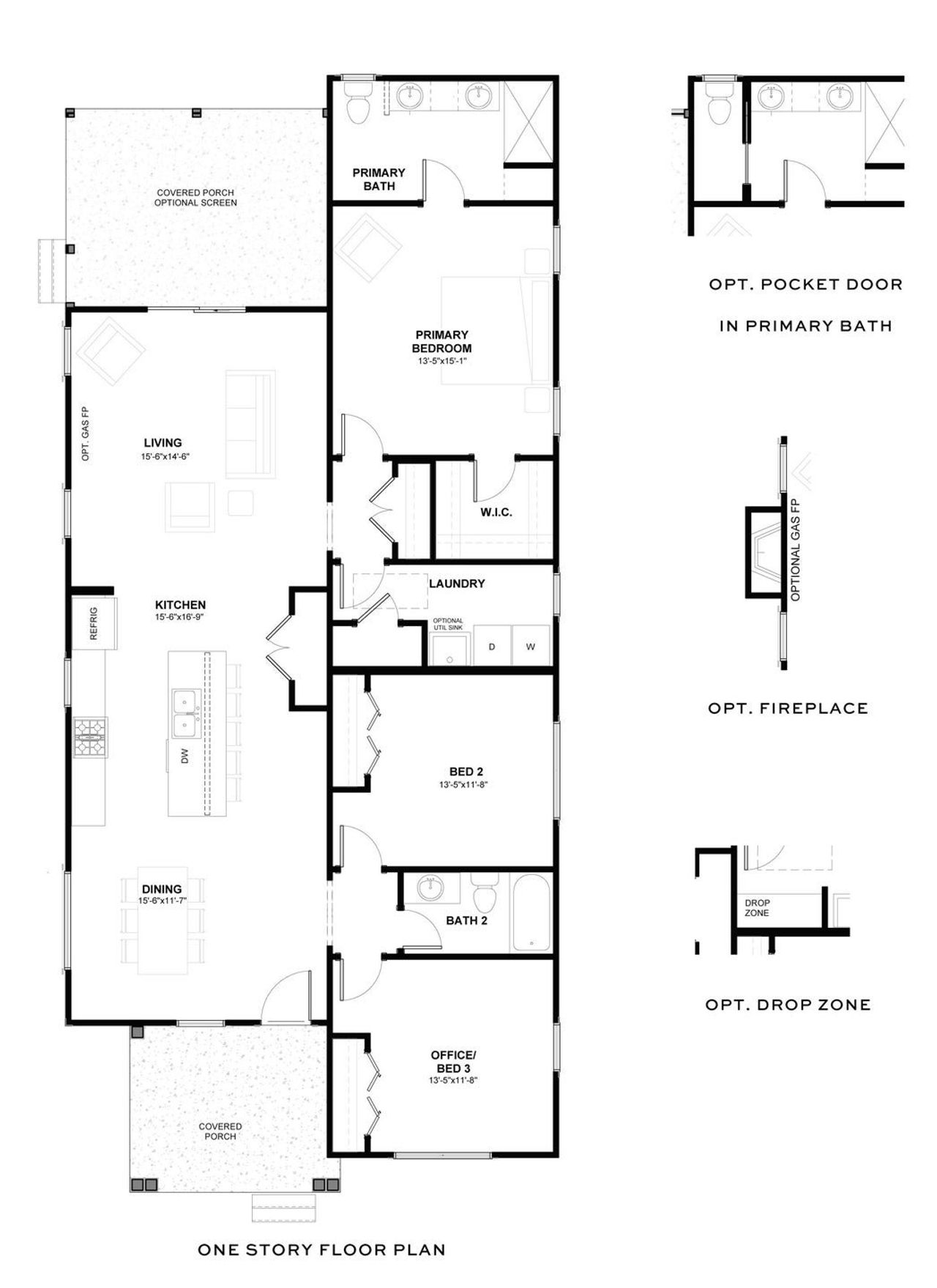 2D floor plan layout for the Lincoln by New Leaf Builders in Midtown Nexton/Piedmont, Summerville, SC (Image 2).
