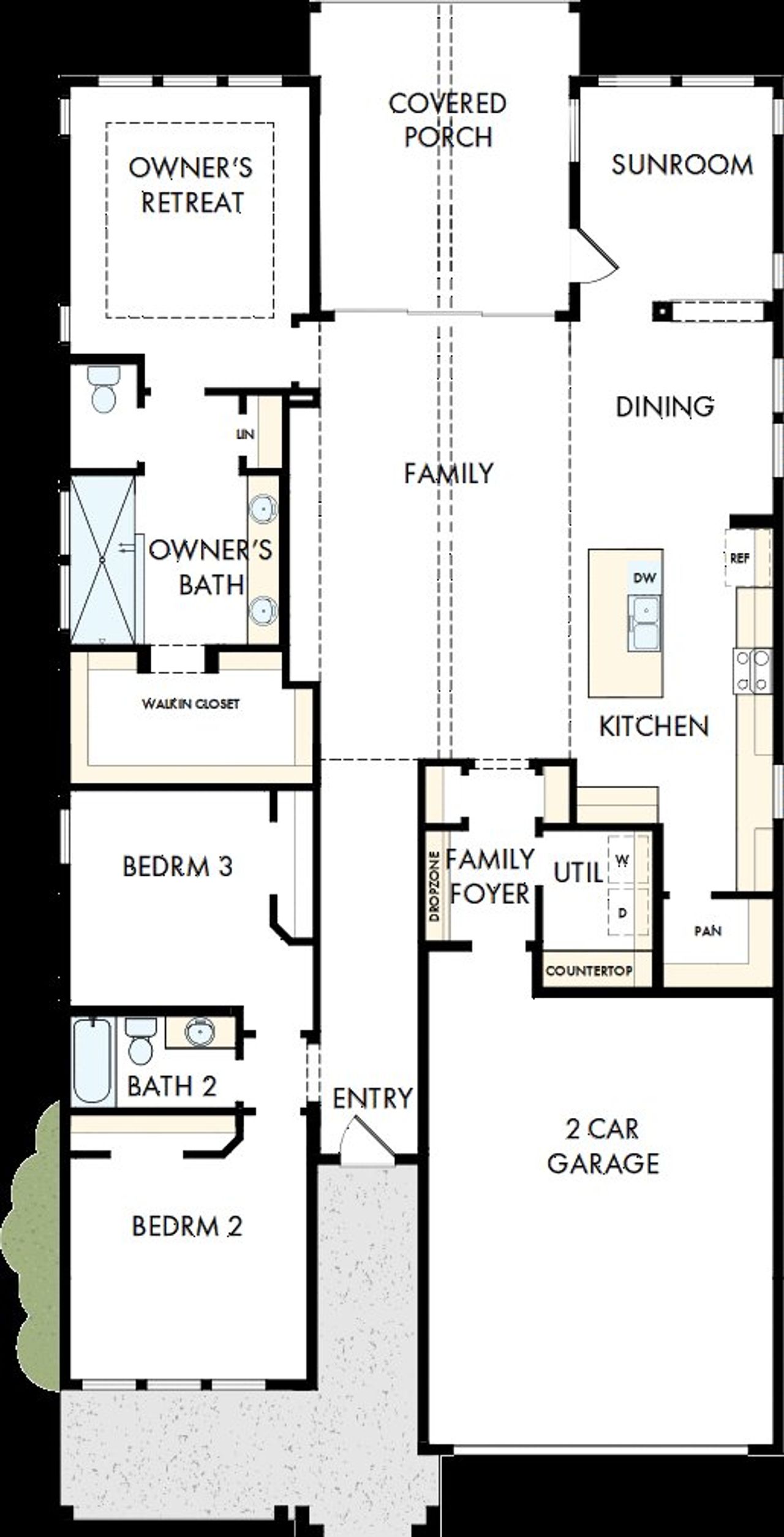 2D floor plan layout of this home in Kissing Tree – Spruce Series, San Marcos, TX (Image 2). 2D floor plan layout of this home in Kissing Tree – Spruce Series, San Marcos, TX (Image 2).