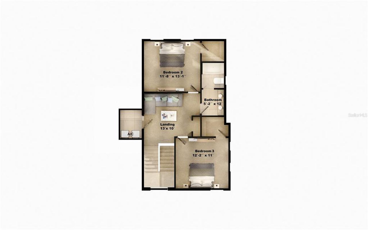 2D floor plan layout of this home in Yucatan Gardens, Azalea Park, FL (Image 2).