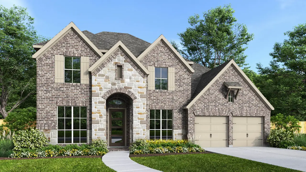 Representative exterior photo of a completed home built from the 3394W by Perry Homes in Sienna, Missouri City, TX (Image 2).