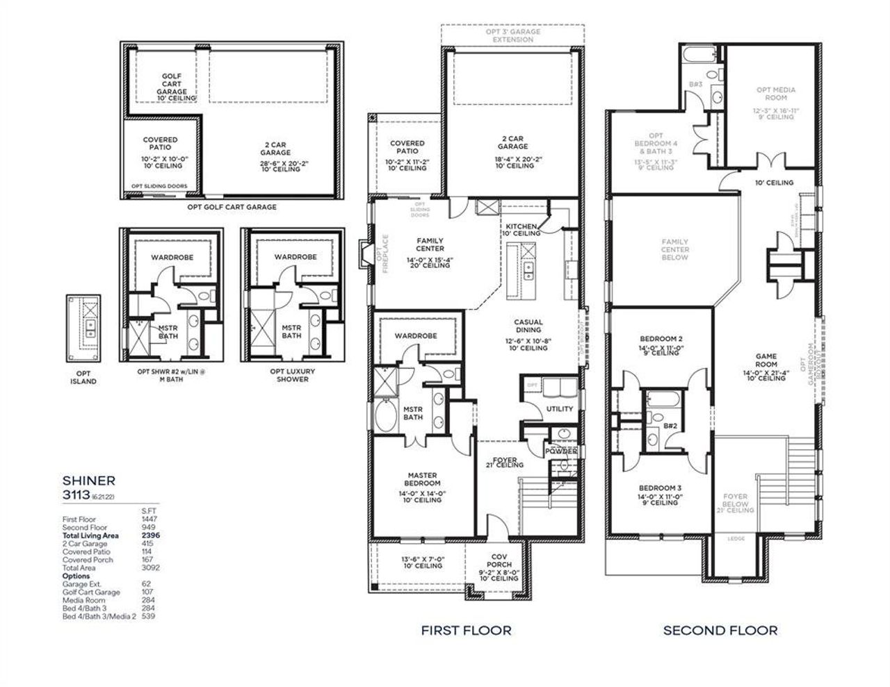 2D floor plan layout of this home in Light Farms Brenham - 40' Lots, Celina, TX (Image 2).