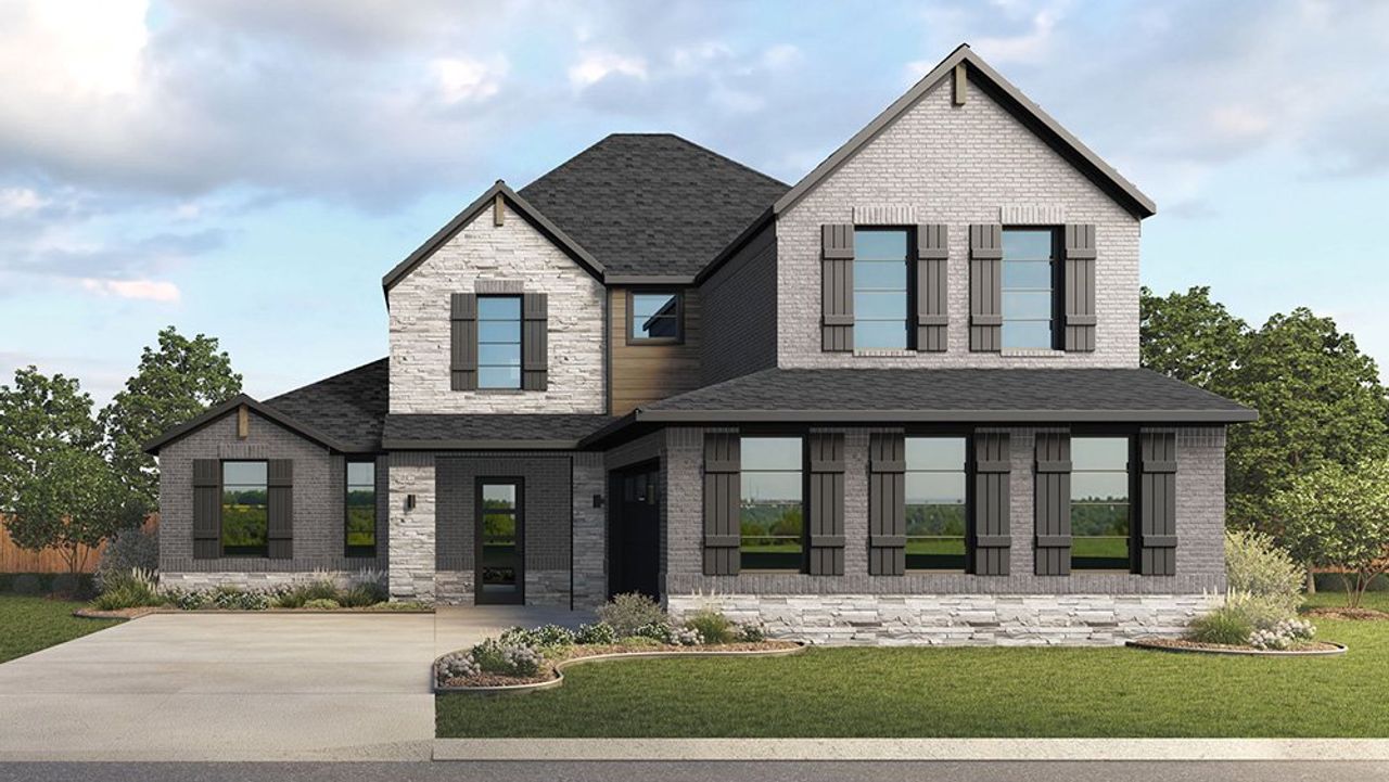 Representative exterior photo of a completed home built from the Angelou by D.R. Horton in Northside Place, Carrollton, TX (Image 2). Representative exterior photo of a completed home built from the Angelou by D.R. Horton in Northside Place, Carrollton, TX (Image 2).