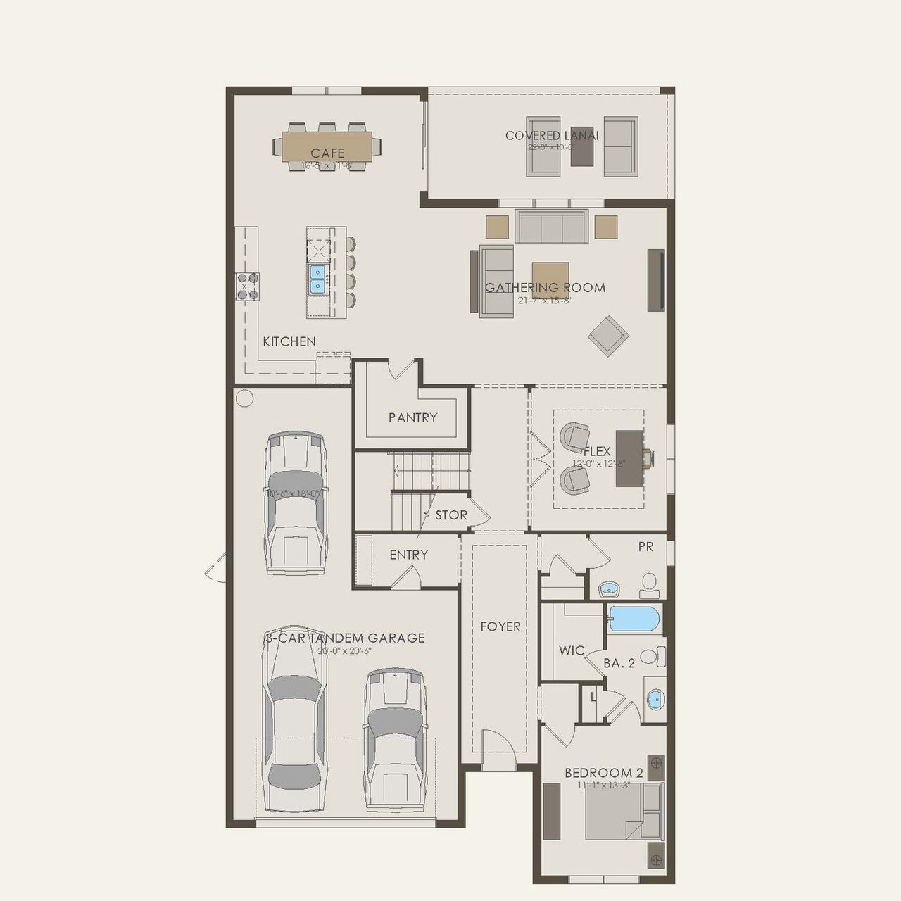2D floor plan layout of this home in Riversedge, Riverview, FL (Image 2).
