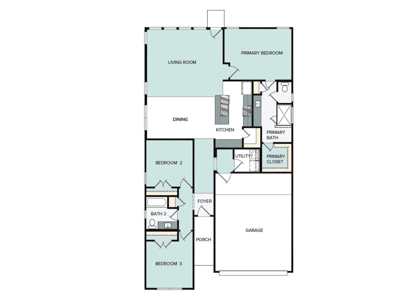 2D floor plan layout of this home in Cross Creek, Cedar Park, TX (Image 2).