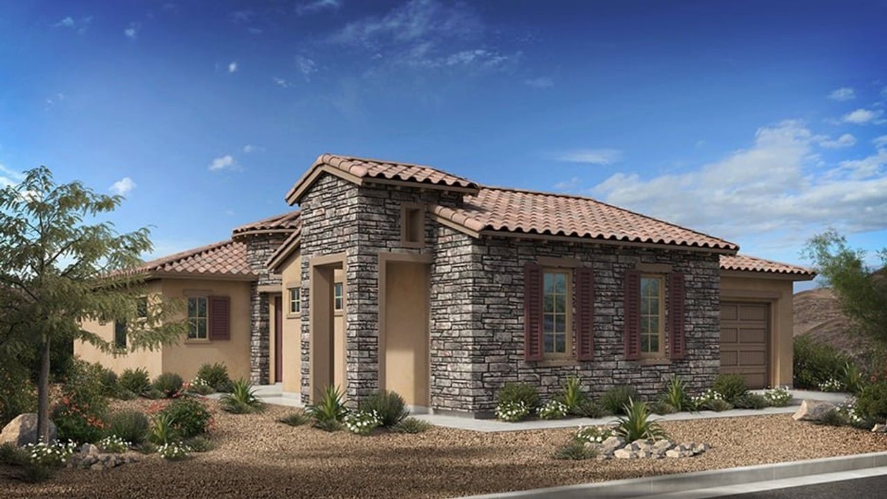 Representative exterior photo of a completed home built from the Palomino by Taylor Morrison in Victory at Verrado Venture II Collection 55+, Buckeye, AZ (Image 2). Representative exterior photo of a completed home built from the Palomino by Taylor Morrison in Victory at Verrado Venture II Collection 55+, Buckeye, AZ (Image 2).