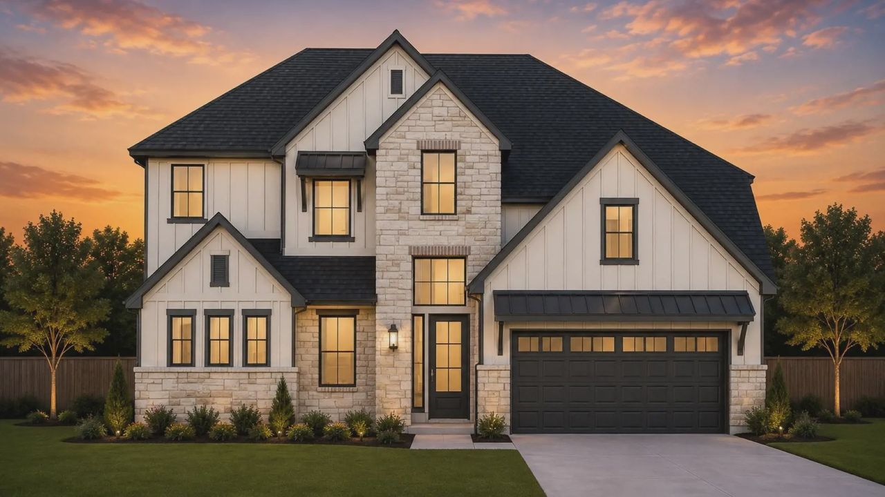 Representative exterior photo of a completed home built from the Hazlee by Chesmar Homes in Newhaven, Manor, TX (Image 2).