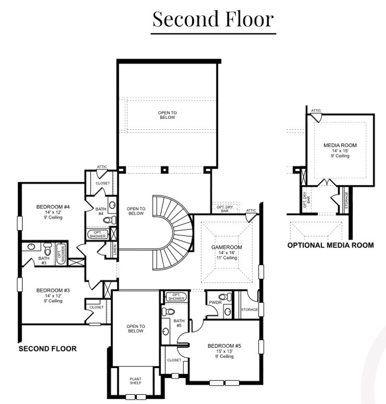 2D floor plan layout for the 7061 by Tradition Homes in Mustang Lakes – 86’, Celina, TX (Image 2).