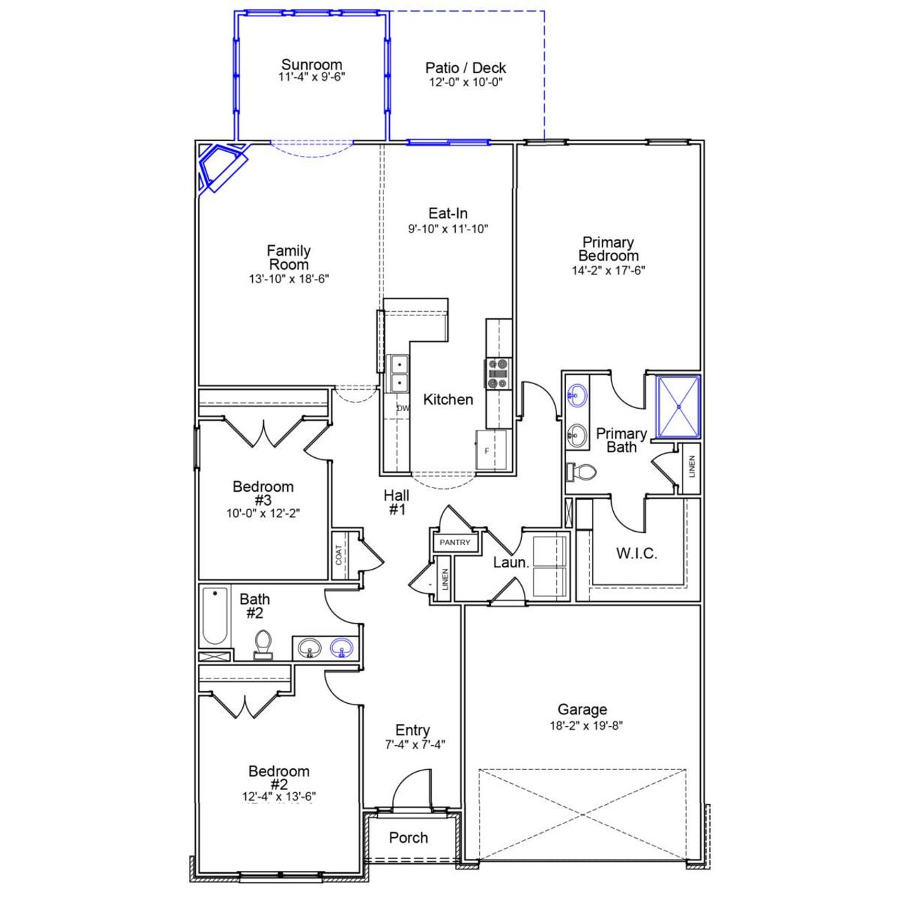 2D floor plan layout of this home in Fieldstone, Lexington, NC (Image 2).