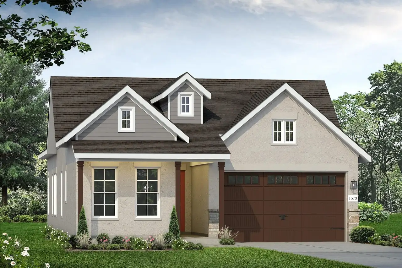 Representative exterior photo of a completed home built from the Cross Creek 1573 by Brohn Homes in Cross Creek, Cedar Park, TX (Image 2). Representative exterior photo of a completed home built from the Cross Creek 1573 by Brohn Homes in Cross Creek, Cedar Park, TX (Image 2).