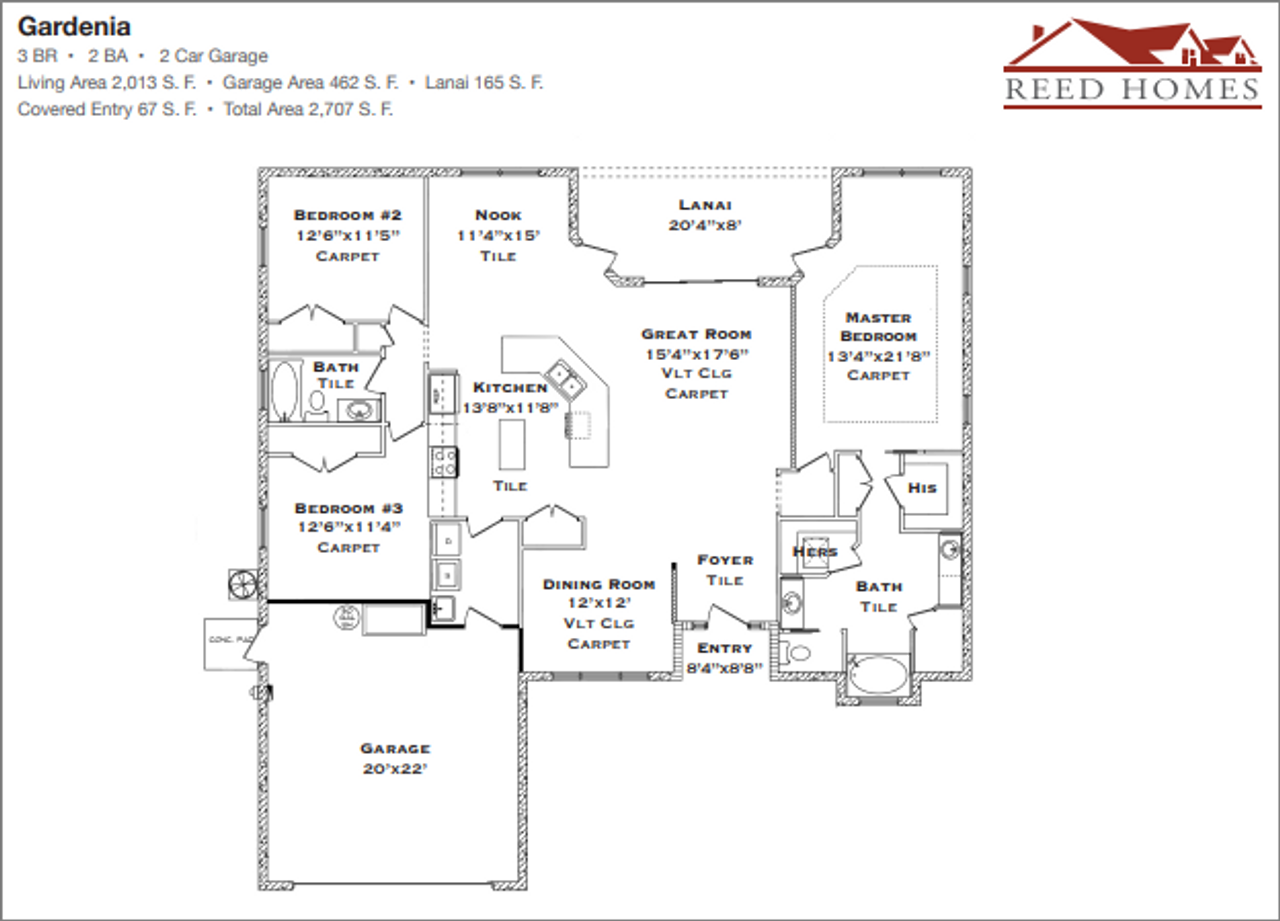 Image 2 representing the The Gardenia by Reed Homes in The Fairways At Twisted Oaks, Beverly Hills, FL.