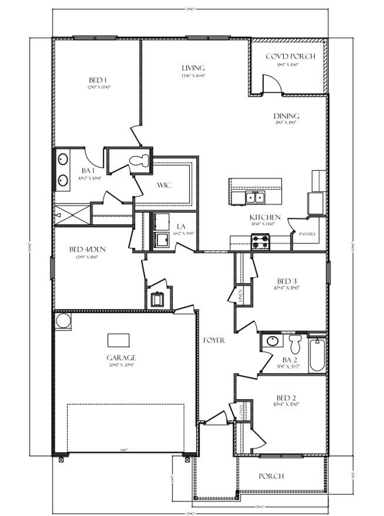 2D floor plan layout of this home in Misting Springs, Crawfordville, FL (Image 2).