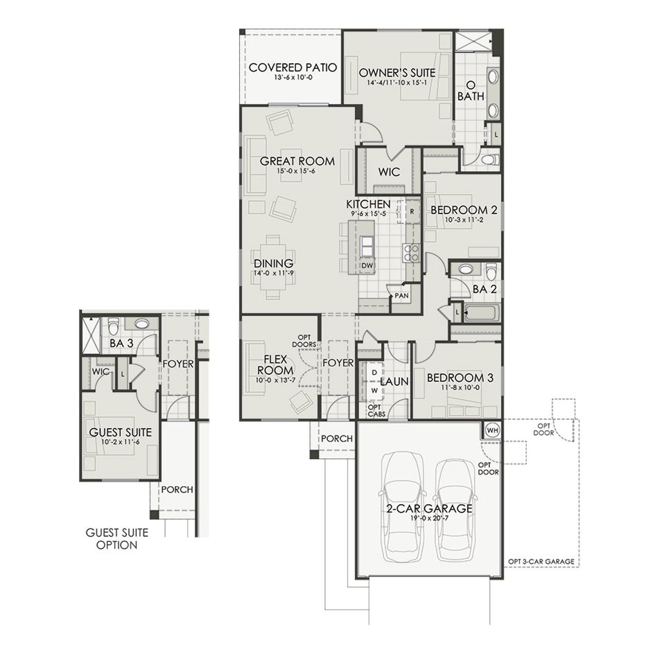 2D floor plan layout of this home in Ryder Ranch, Surprise, AZ (Image 2).