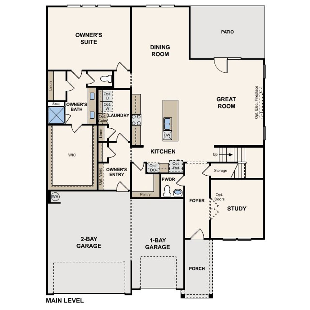 2D floor plan layout for the Teton by Century Communities in Stonemill, Monroe, NC (Image 2).
