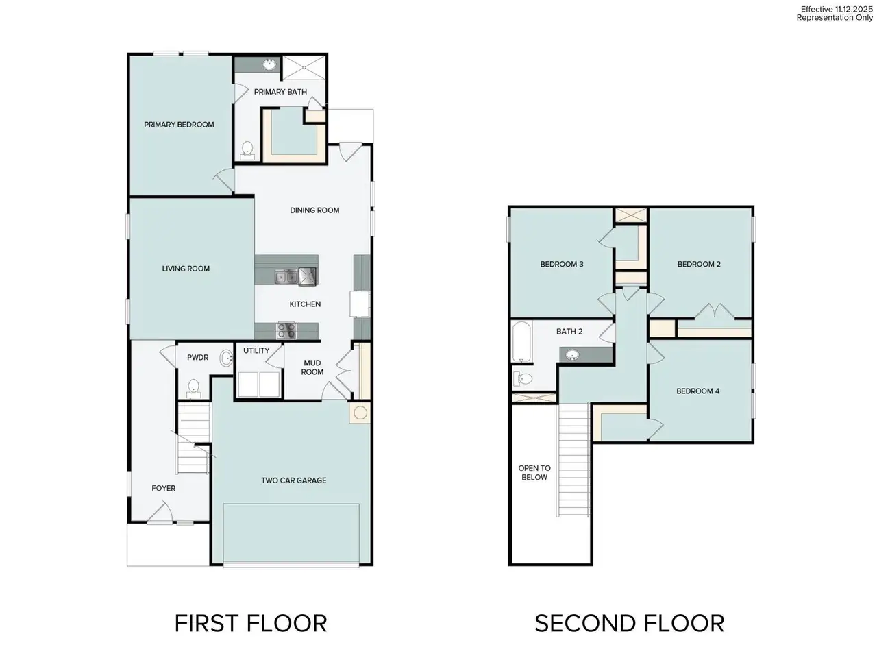 2D floor plan layout of this home in Edgebrooke, Pflugerville, TX (Image 2).