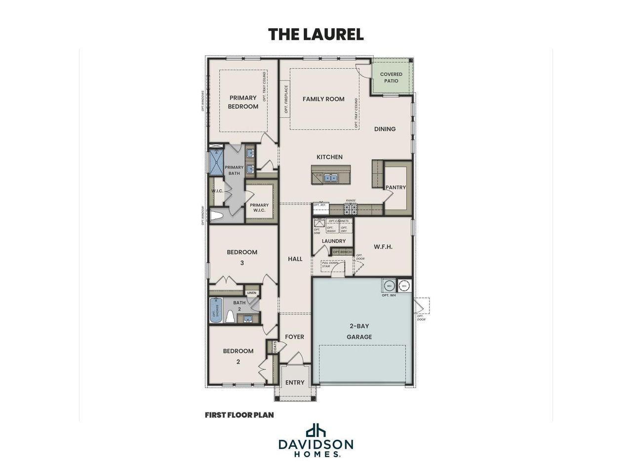 2D floor plan layout for the The Laurel G by Davidson Homes LLC in Heartland, Heartland, TX (Image 2). 2D floor plan layout for the The Laurel G by Davidson Homes LLC in Heartland, Heartland, TX (Image 2).