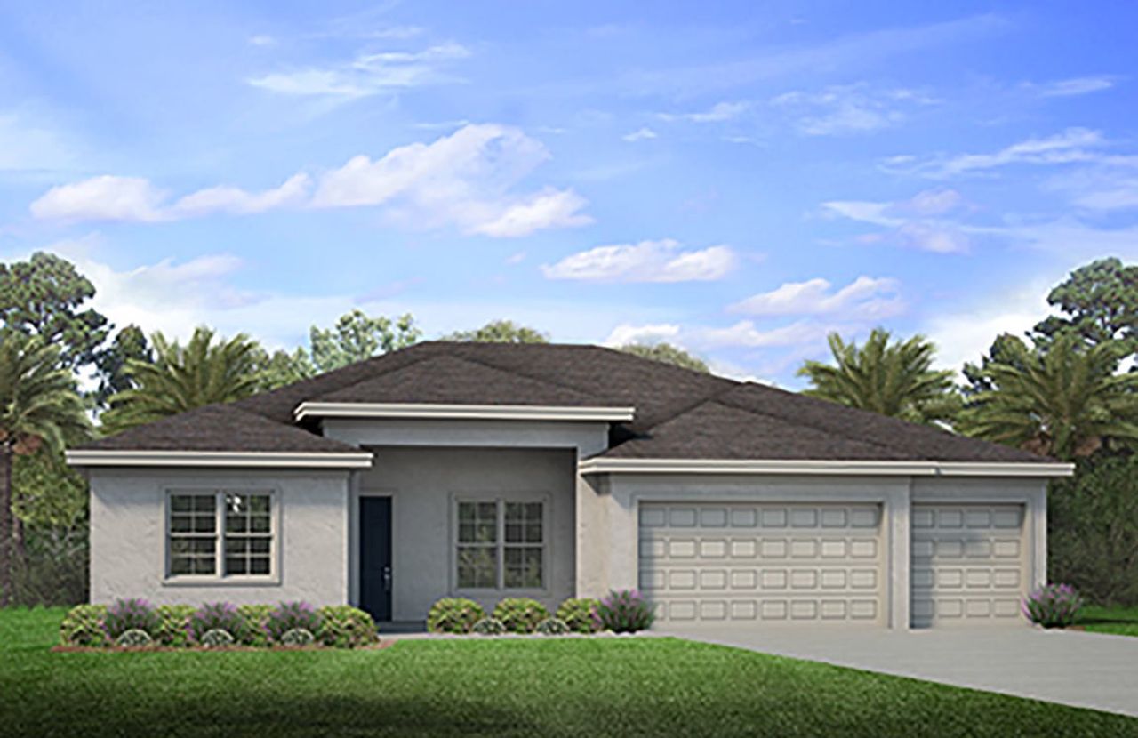 Representative exterior photo of a completed home built from the Sage by D.R. Horton in Cape Coral Spot - Tradition, Cape Coral, FL (Image 2).