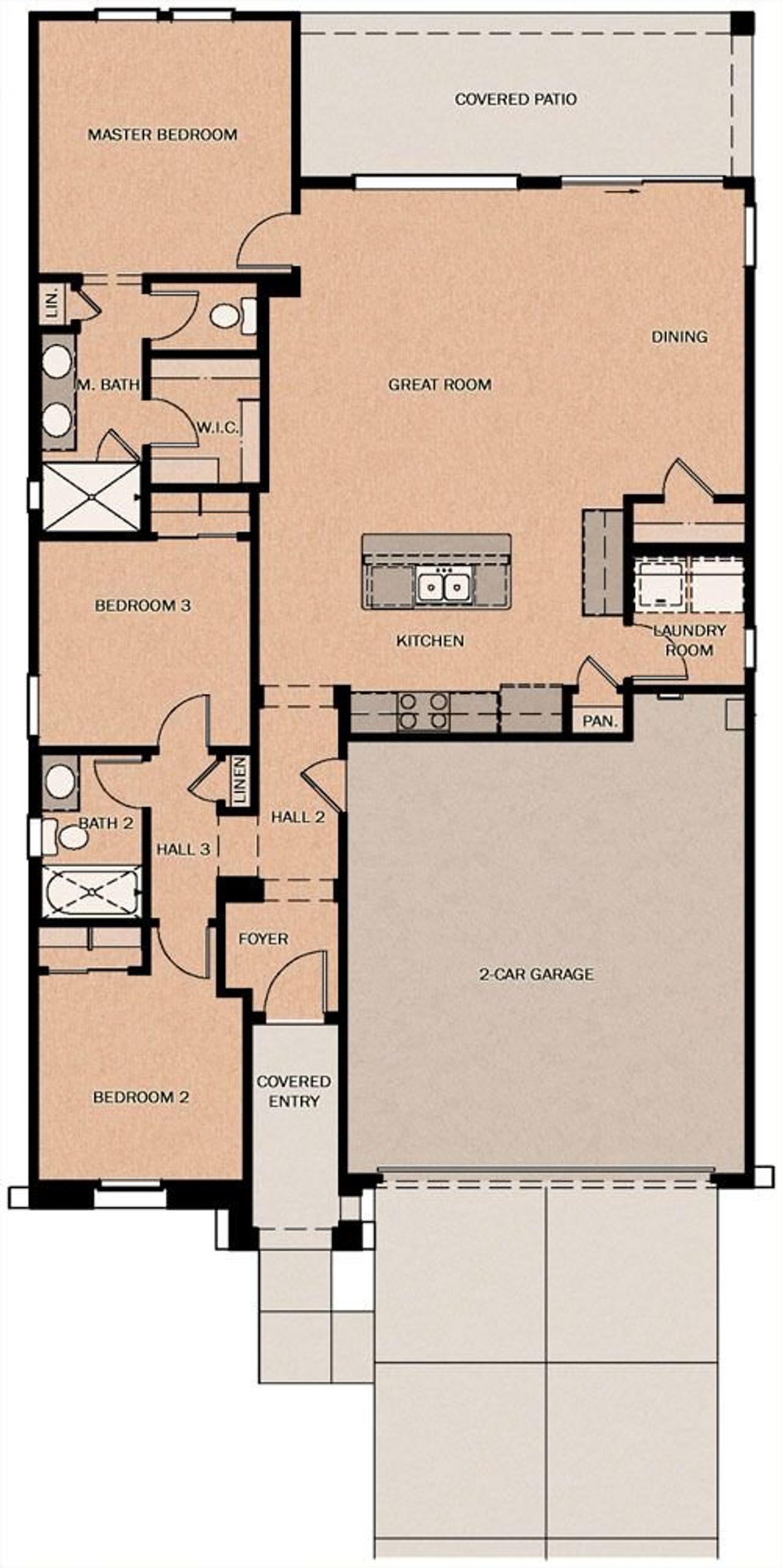 2D floor plan layout of this home in Redwood Valley at Acclaim, Avondale, AZ (Image 2).