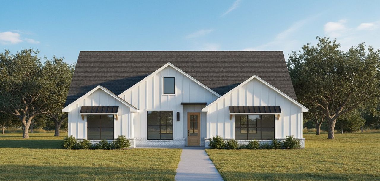 Representative exterior photo of a completed home built from the The Begonia by Kenmark Homes in Stagecoach Crossing, Bridgeport, TX (Image 2).