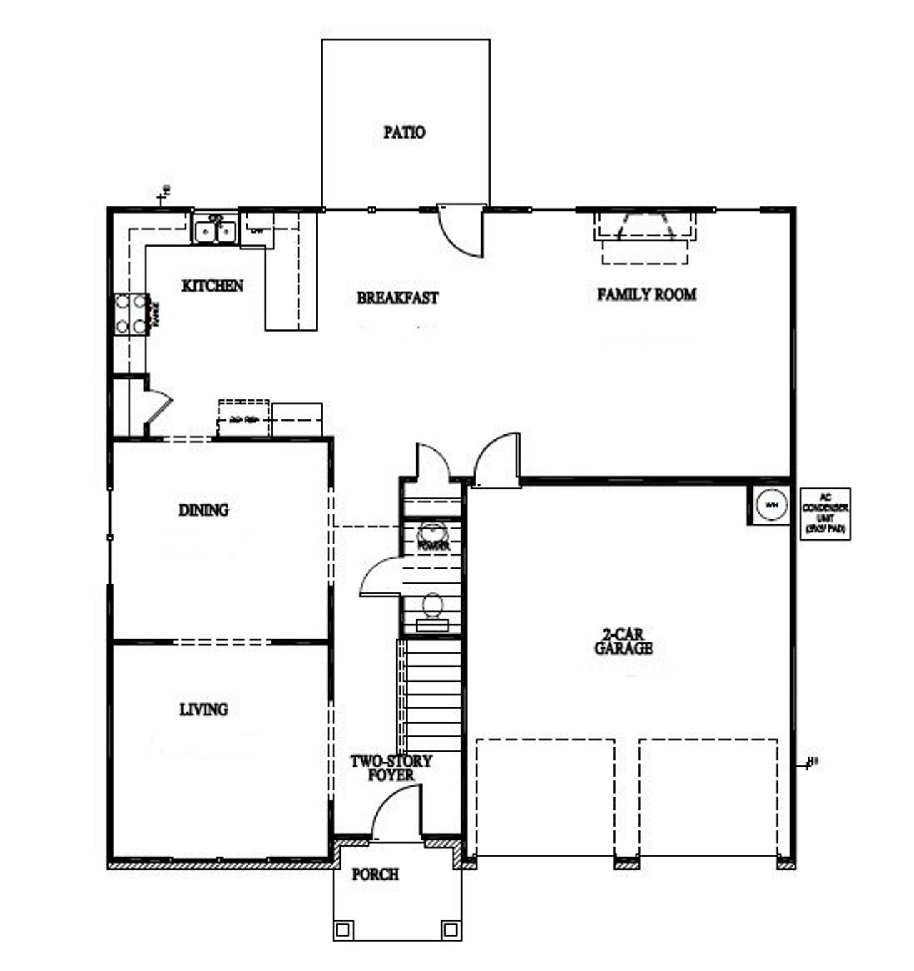 2D floor plan layout of this home in Grand Reserve, Hinesville, GA (Image 2).