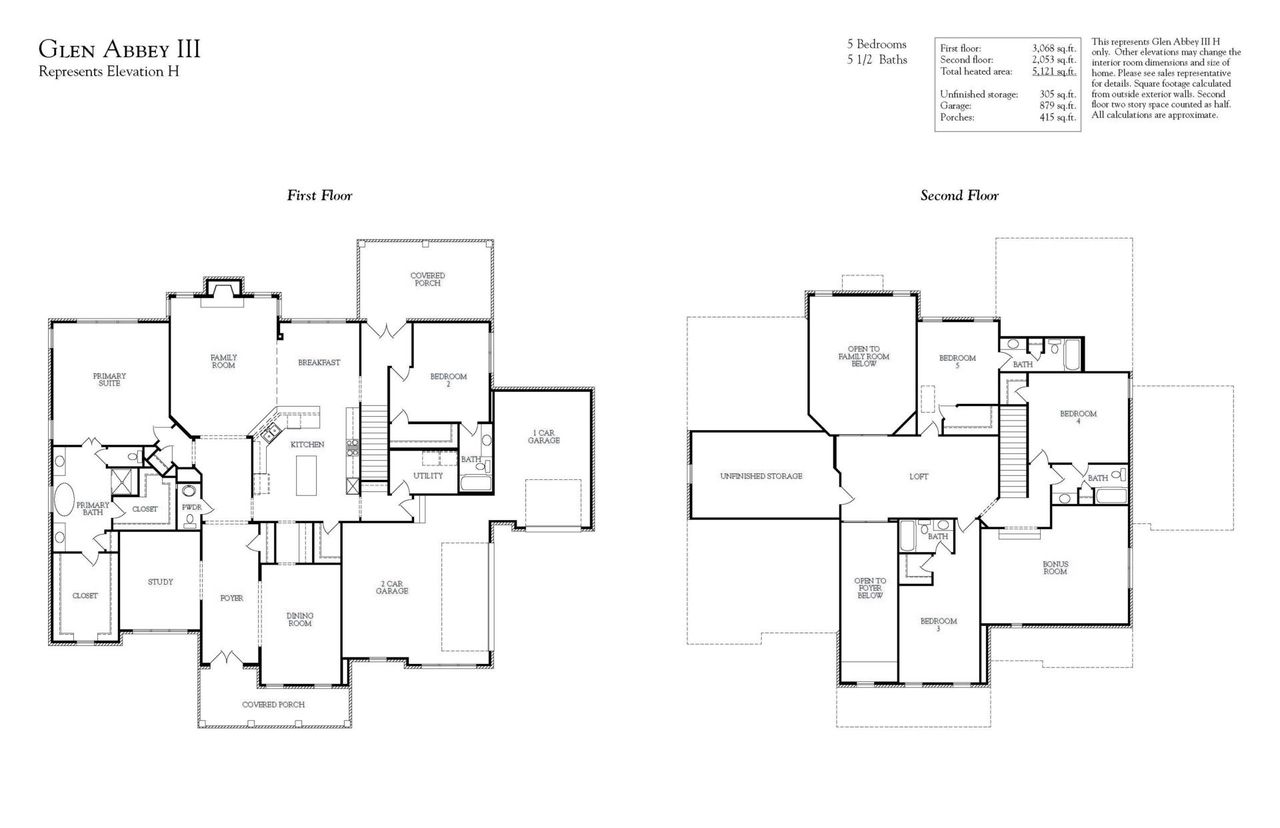 2D floor plan layout for the Glen Abbey III by Turnberry Homes in Tiburon, Brentwood, TN (Image 2).