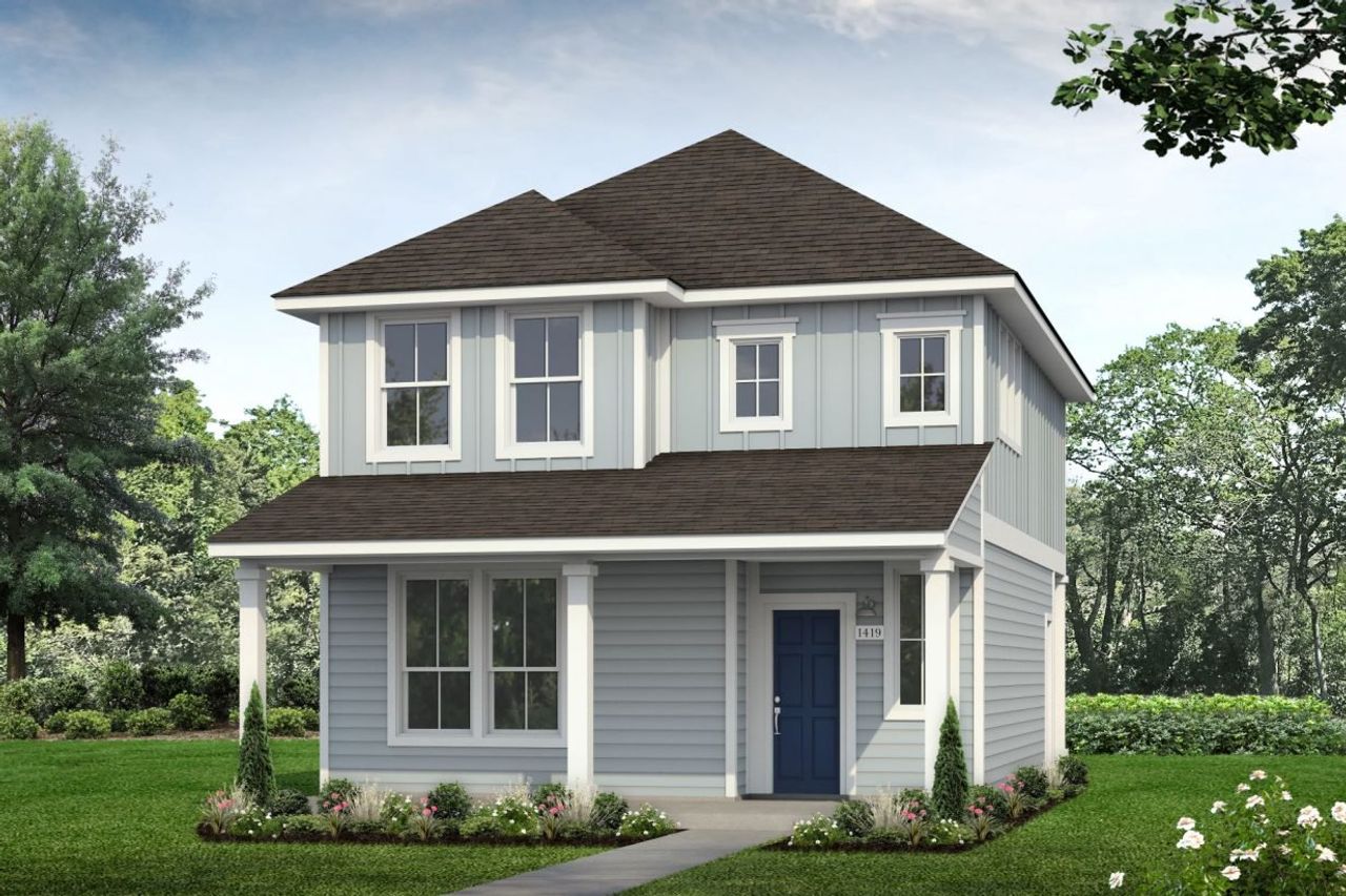 Representative exterior photo of a completed home built from the Harvest Ridge 1419 by Brohn Homes in Harvest Ridge, Elgin, TX (Image 2).