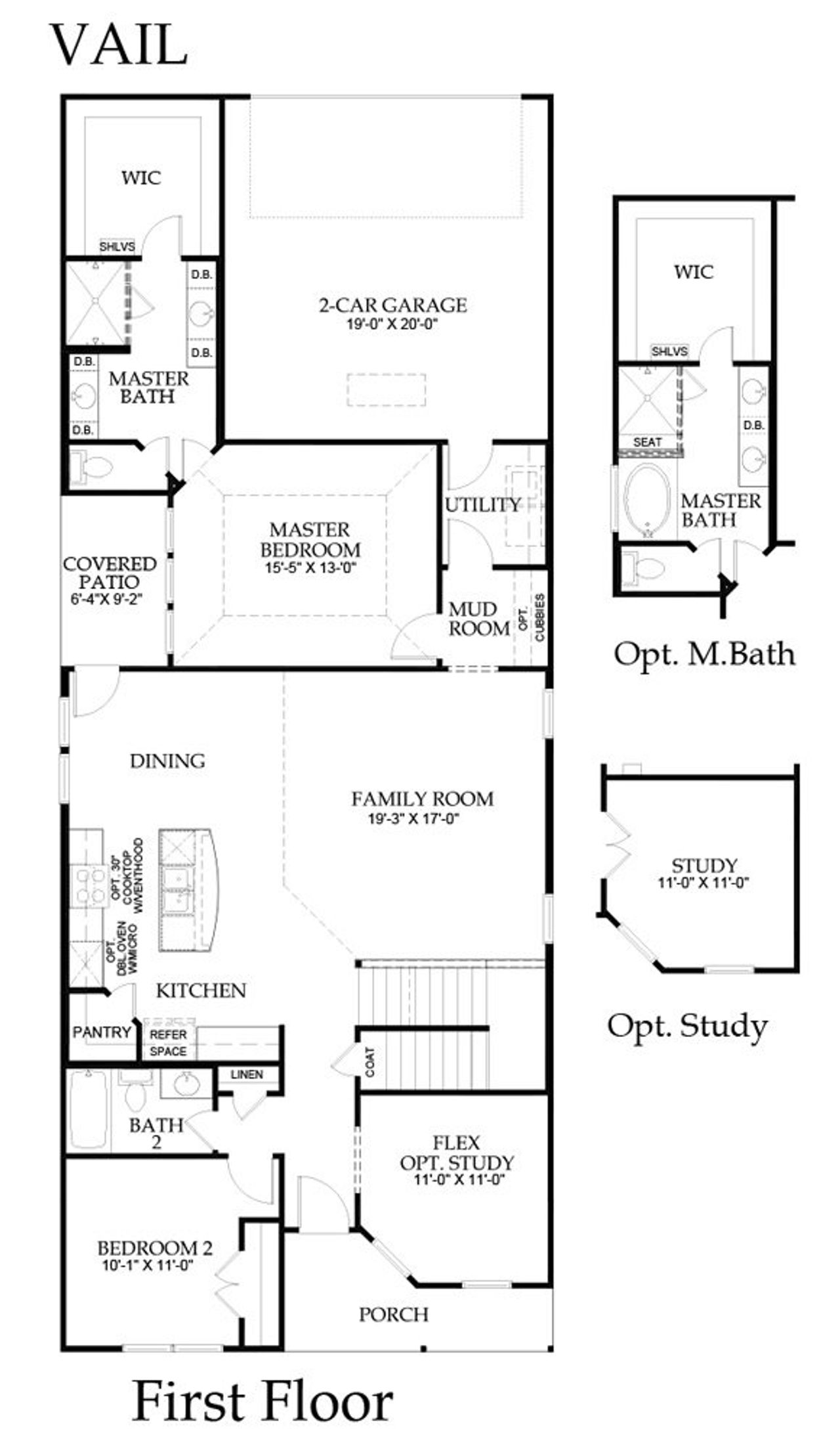 2D floor plan layout for the Vail by Windsor Homes in Walton Ridge, Corinth, TX (Image 2).