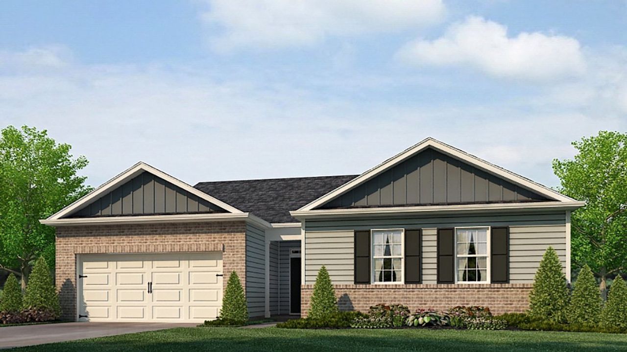 Representative exterior photo of a completed home built from the Denton by D.R. Horton in Liberty Crossing, Braselton, GA (Image 2).