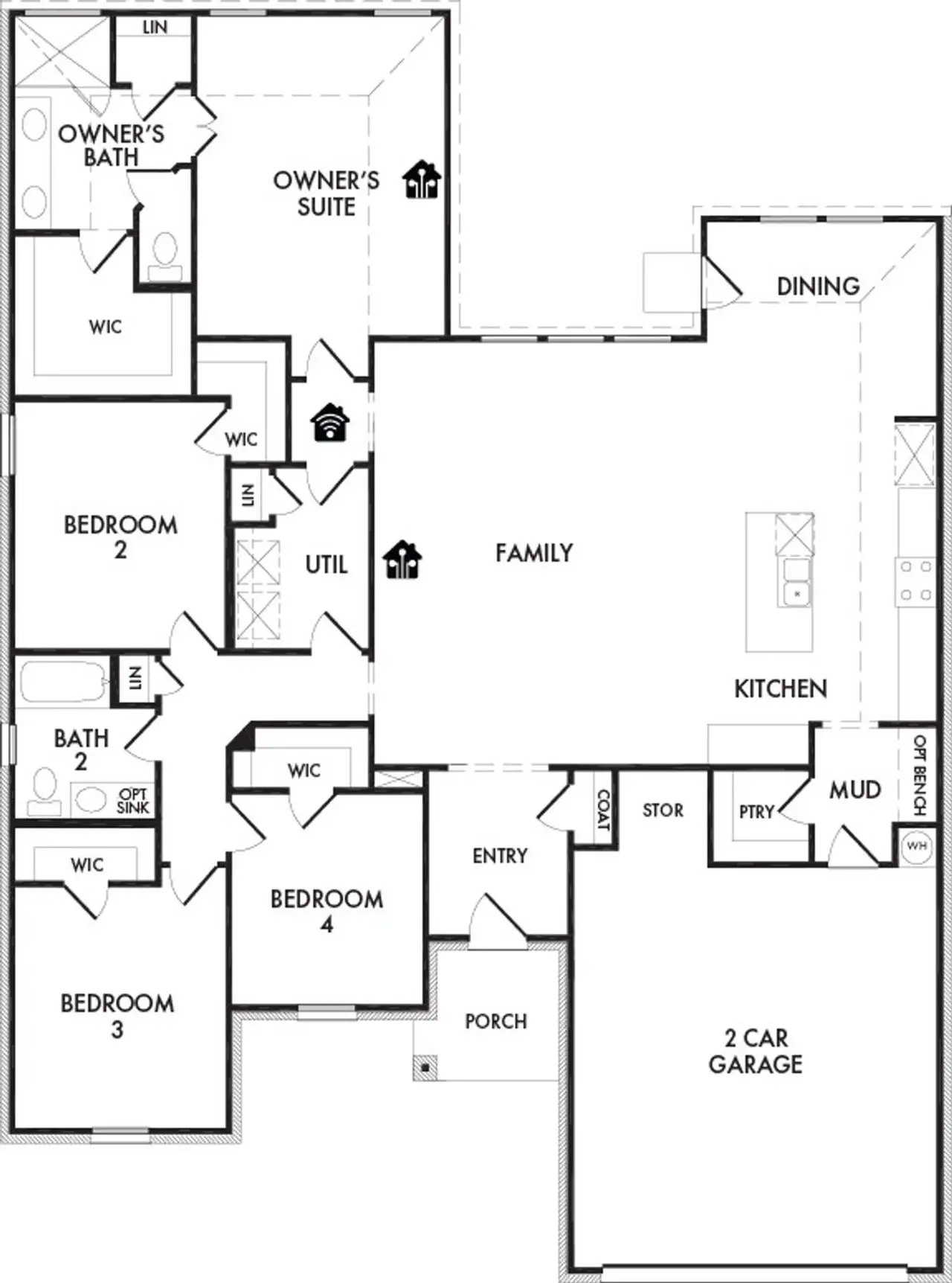 2D floor plan layout of this home in Mountain Valley Lake, Burleson, TX (Image 2).