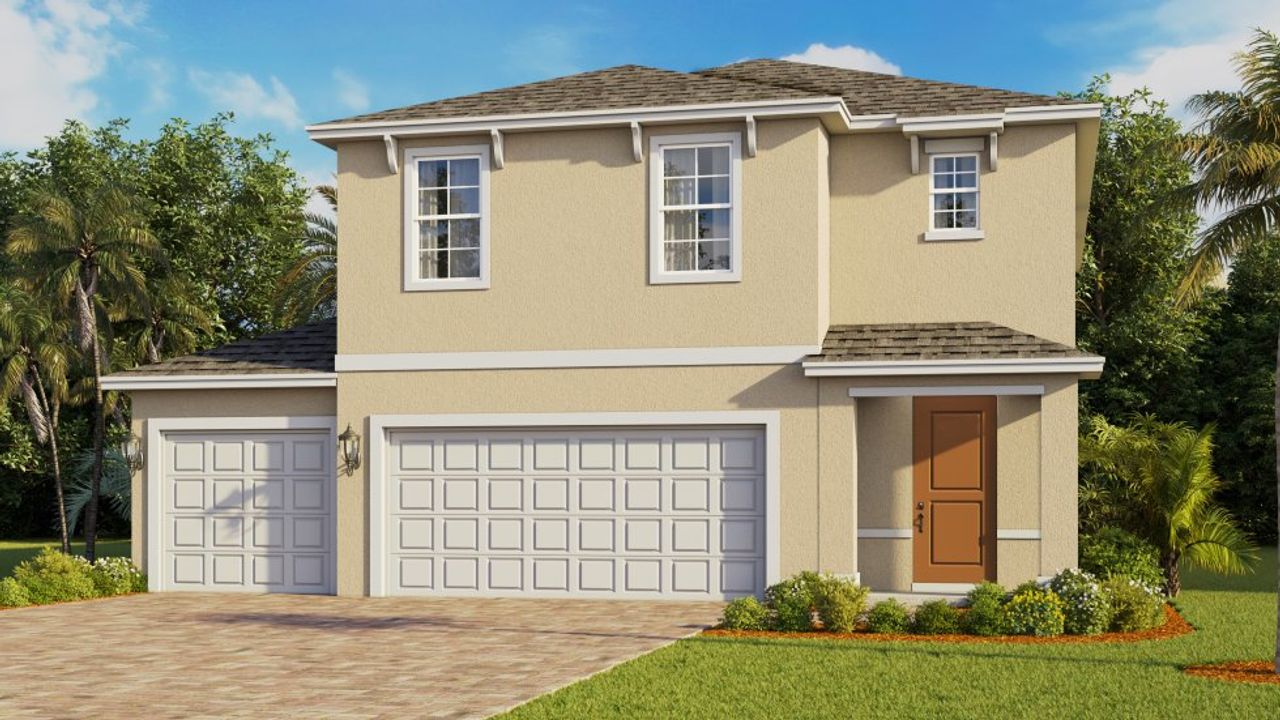 Representative exterior photo of a completed home built from the Robie by D.R. Horton in Palmetto Landing at Babcock Ranch - Express, Punta Gorda, FL (Image 2).