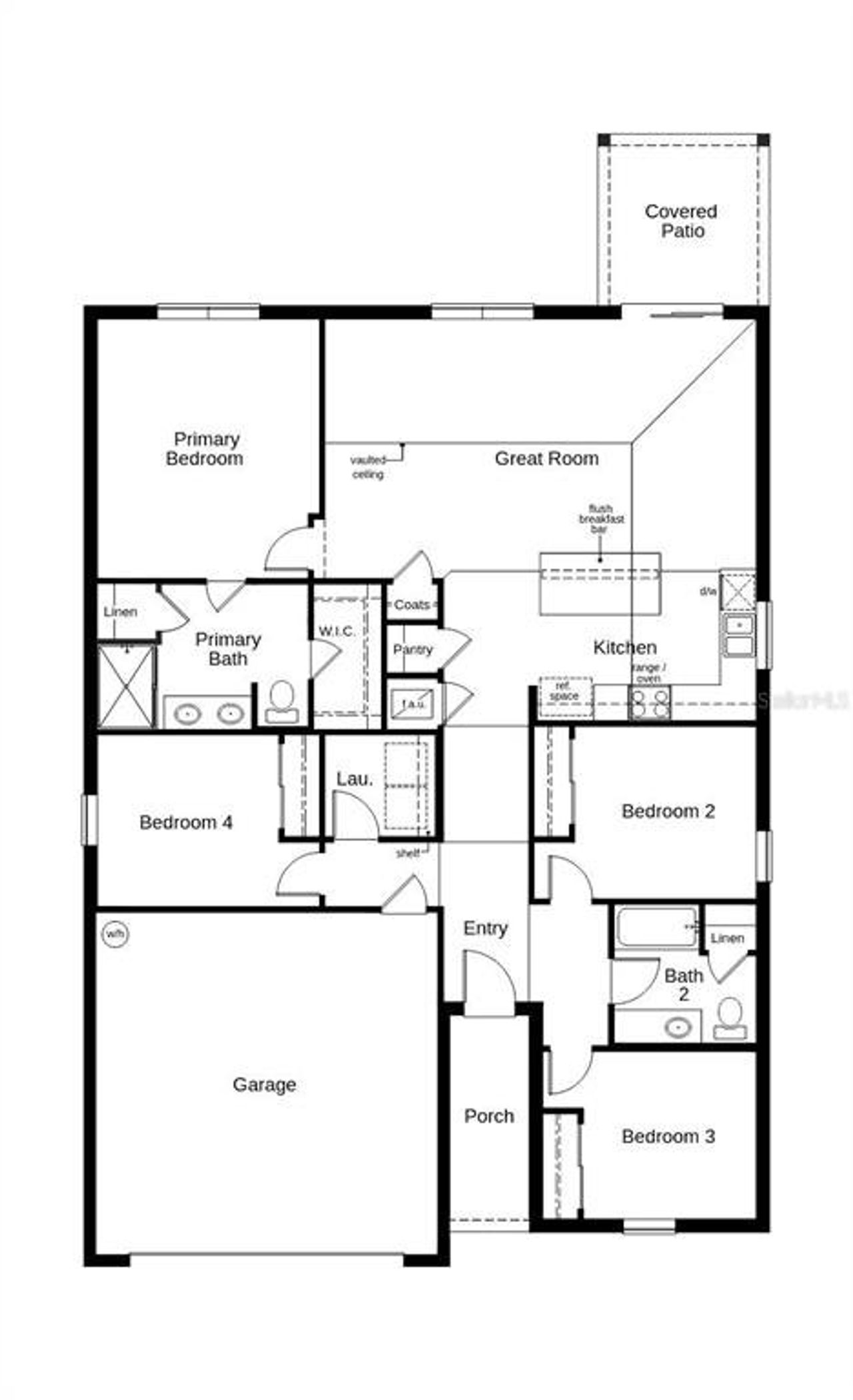 2D floor plan layout of this home in Sawgrass Lakes II, Parrish, FL (Image 2).